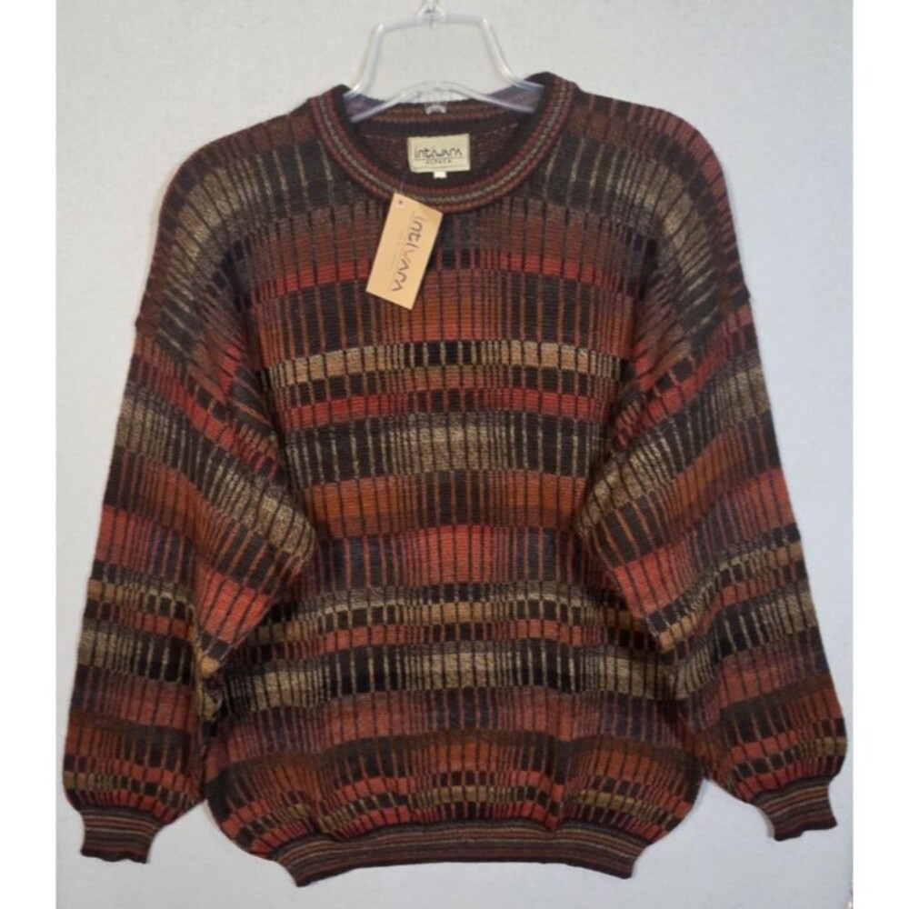 NWT Intiwara Sweater Men 2XL 100% Alpaca Knit Geometric Grandpa Dad Cosby Vtg